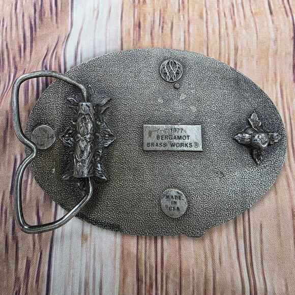 Vintage 1977 Bergamot Brass Works Bass Fish Belt Buckle Made In USA Fishing Gift - Picture 6 of 13